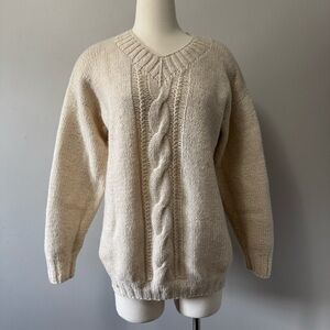 Vintage Wool Cable Knit Oversized Sweater Chunky M/L